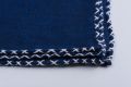Dark Blue Linen Pocket Square with White Handrolled X Stitch - Fort Belvedere