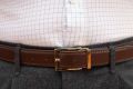 Dark Havana Brown Calf Leather Belt Aniline Dyed Cut-To-Size Edward Buckle