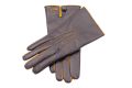 Dark Chocolate Brown Lamb Nappa Touchscreen Gloves with Whisky Contrast