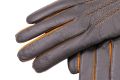 Dark Chocolate Brown Lamb Nappa Touchscreen Gloves with Whisky Contrast 10-Finger Touchscreen