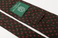 Wool Challis Tie in Olive Green with Small Geometric Pattern in Red and Orange - Fort Belvedere