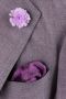 Dark Magenta Silk Pocket Square with Orange Green White  Paisley Edge with Field Scabious by Fort Belvedere