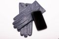 Denim Blue Lamb Nappa Touchscreen Gloves with Periwinkle Contrast by Fort Belvedere