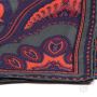 Details 100% Silk Pocket Square Madder Inspired green orange and dark blue handkerchief - Handrolled by Fort Belvedere
