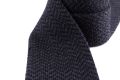 Dark Grey Knit Tie in Navy Wool Herringbone - made in Germany Fort Belvedere