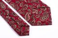  Untipped Long Madder Silk Tie in Red with Buff Paisley - Fort Belvedere