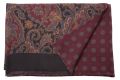 Wool Silk Scarf in Black, Dark Red, Blue, Sunflower Yellow, Light Brown Paisley & Round Micropattern - Fort Belvedere