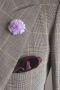 Field Scabious Boutonniere and Burgundy Silk Pocket Square with little Paisley all by Fort Belvedere