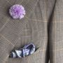 Field Scabious Boutonniere and Pocket Square in Light Purple with Blue, green & White Paisley by Fort Belvedere