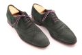 Green Suede Full brogue with purple shoelaces by Fort Belvedere