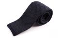 Knit Tie in Dark Grey - Navy Wool Herringbone