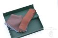 Two Tone Knit Tie in Orange Brown with Brown Blue Pocket Square in Gift Box - 100% Pure Silk - Fort Belvedere