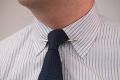 Large Brass Collar Clip in Platinum Silver with navy Grenadine Tie both by Fort Belvedere