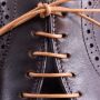 front view Light Brown Shoelaces Round - Waxed Cotton Dress Shoe Laces Luxury by Fort Belvedere
