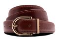 Chestnut Brown Boxcalf Leather Belt with Alastair Gold Solid Brass Belt Buckle Classic Round Exchangeable with Gold Plating Hypoallergenic Nickel Free - Fort Belvedere 