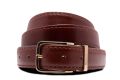 Chestnut Brown boxcalf leather belt Neville Gold Solid Brass Belt Buckle Soft Corner Rectangle with Gold Plating Hypoallergenic Nickel Free - Fort Belvedere