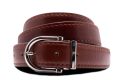 Medium Chestnut brown boxcalf leather belt Alastair Silver Solid Brass Belt Buckle Classic Round Exchangeable with Palladium Plating Hypoallergenic Nickel Free - Fort Belvedere