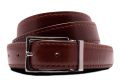 Chestnut Brown boxcalf belt with Edward Silver Solid Brass Belt Buckle Exchangeable Rectangular 3.5cm with Palladium Plating Hypoallergenic Nickel Free - Fort Belvedere