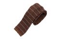 Knit Tie in Medium Brown with Fine Light Blue Stripes - Fort Belvedere
