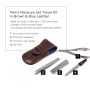 Men's Manicure Set Travel Kit Brown and Blue Leather and Stainless Steel by Fort Belvedere