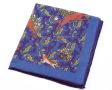 Mid Blue Silk-Wool Pocket Square with Hunting Motifs - Fort Belvedere
