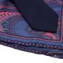 Navy Oxford Fresco Wool Tie and Silk Pocket Square in Dark Blue with Orange, Green Large Paisley Pattern