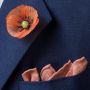 Orange Poppy Boutonniere with linen wool pocket and silk foulard tie  all by Fort Belvedere