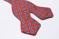 Orange Red Jacquard Woven Bow Tie with Printed Diamonds in Blue and White - Fort Belvedere