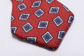 Orange Red Jacquard Woven Bow Tie with Printed Diamonds in Blue and White - Fort Belvedere