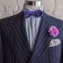 Pink Carnation, purple madder paisley bow tie and white linen pocket square by Fort Belvedere