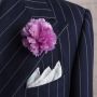 Pink Carnation with white linen pocket square and embroidered contrast - all made by hand by Fort Belvedere