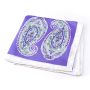 Silk Pocket Square in Light Purple Violet, Blue, green and White with Large Paisley Pattern- Fort Belvedere