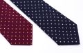 English Wool Challis Tie in Burgundy with Yellow Polka Dots and Navy with White Dots Fort Belvedere 
