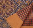 Revesible Silk Wool Scarf with Orange, Red & Blue Silk Wool Pattern & Checks by Fort Belvederejpg