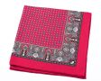 Red Silk Pocket Square with Dotted Motifs & Paisley - Fort Belvedere