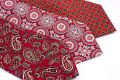 Red Madder Silk Ties in Buff Paisley and Pattern - Handmade by Fort Belvedere