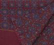 Revesible Silk Wool Scarf in Burgundy and Blue Motifs and Paisley by Fort Belvedere