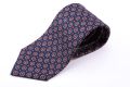 Madder Print Silk Tie in Blue with Red and Buff Micropattern Fort Belvedere