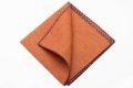 Rust Orange Linen Pocket Square with Dark Blue Handrolled Cross X Stitch - Fort Belvedere