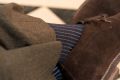 Brown and Bright Blue Shadow Stripe Ribbed Socks Fil d'Ecosse Cotton-Fort Belvedere