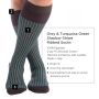 Shadow Stripe Ribbed Socks Grey and Turquoise Green Fil d'Ecosse Cotton - Fort Belvedere