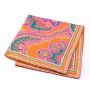 Silk Pocket Square in Orange with Green, Pink and Purple Large Paisley Pattern- Fort Belvedere