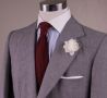 White Spray Rose Boutonniere with burgundy knit tie and winchester shirt - Handmade in Germany by Fort Belvedere