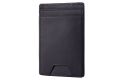 Vertical angled view of black slim wallet by Fort Belvedere