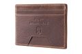 Horizontal angled view of the Slim Card Wallet by Fort Belvedere in Dumont saddle brown leather