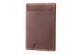 Vertical view of the Dumont saddle brown slim wallet by Fort Belvedere