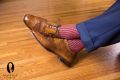 Ribbed Over the Calf Socks with Shadow Stripes Cotton Fil d Ecosse - Made in Italy by Fort Belvedere-Mid Brown Burgrundy Green, Purple, Blue