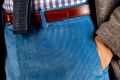Stancliffe Corduroy Flat Front Trouser in Azure Blue -Side Pocket