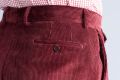 The back pocket detail of the Maroon corduroy trousers