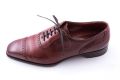 side view made in Italy 80 cm Dark Brown Shoelaces Flat Waxed Cotton - Luxury Dress Shoe Laces by Fort Belvedere